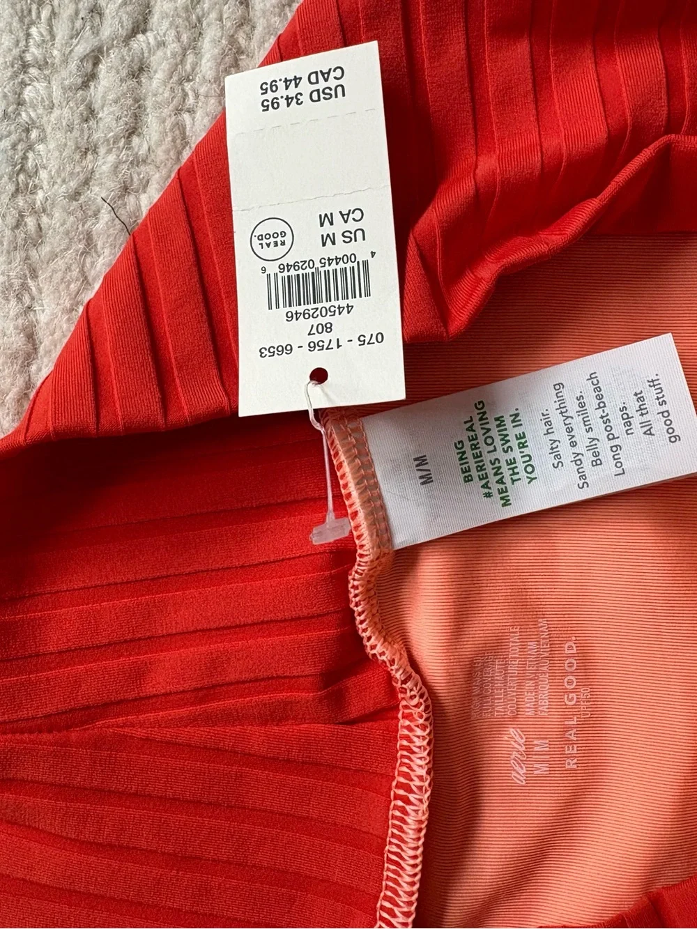 aerie Red Ribbed High-Waist Bikini Set